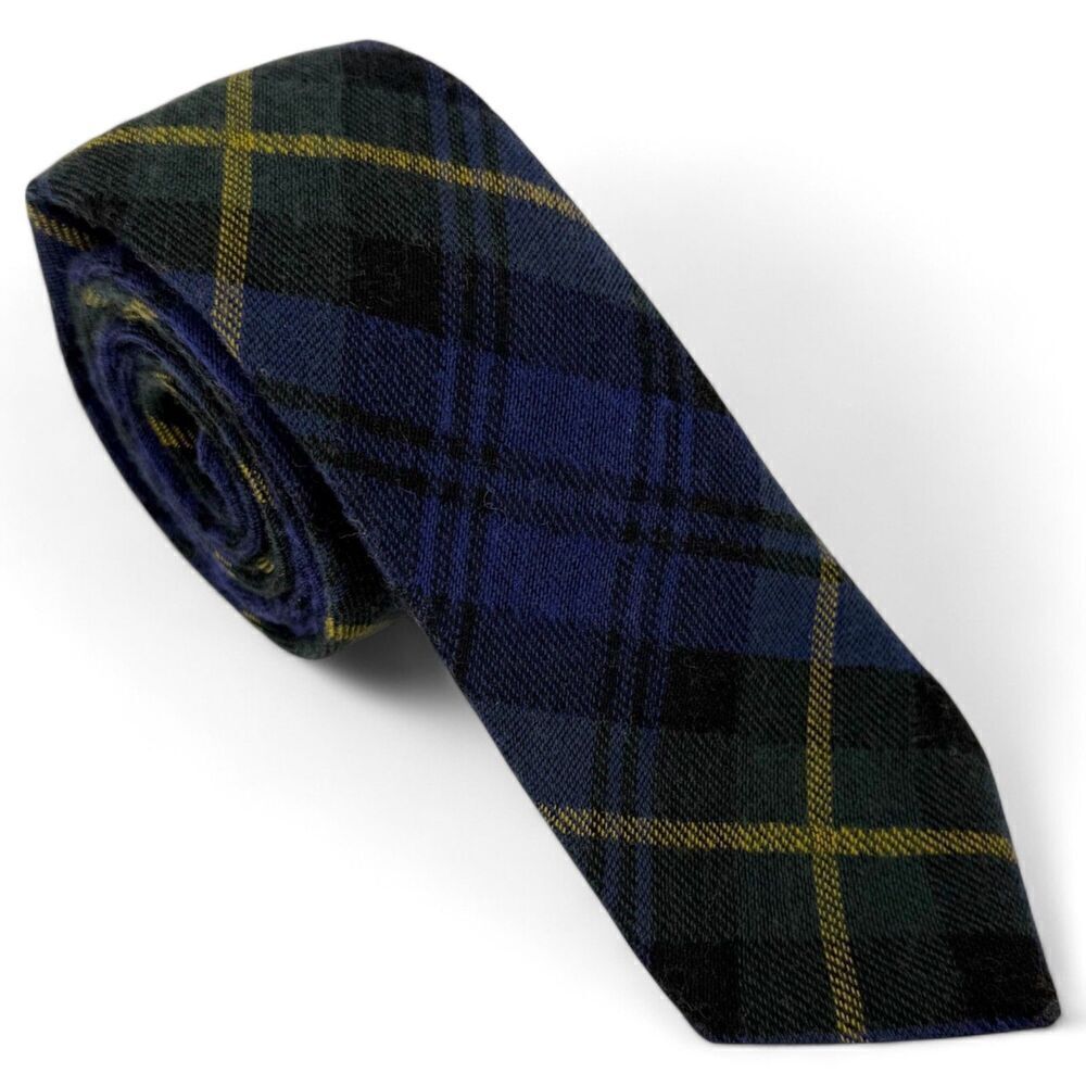 NWT Charles Tyrwhitt Tartan Wool Silk Luxury Handmade Necktie Italy Navy/Green